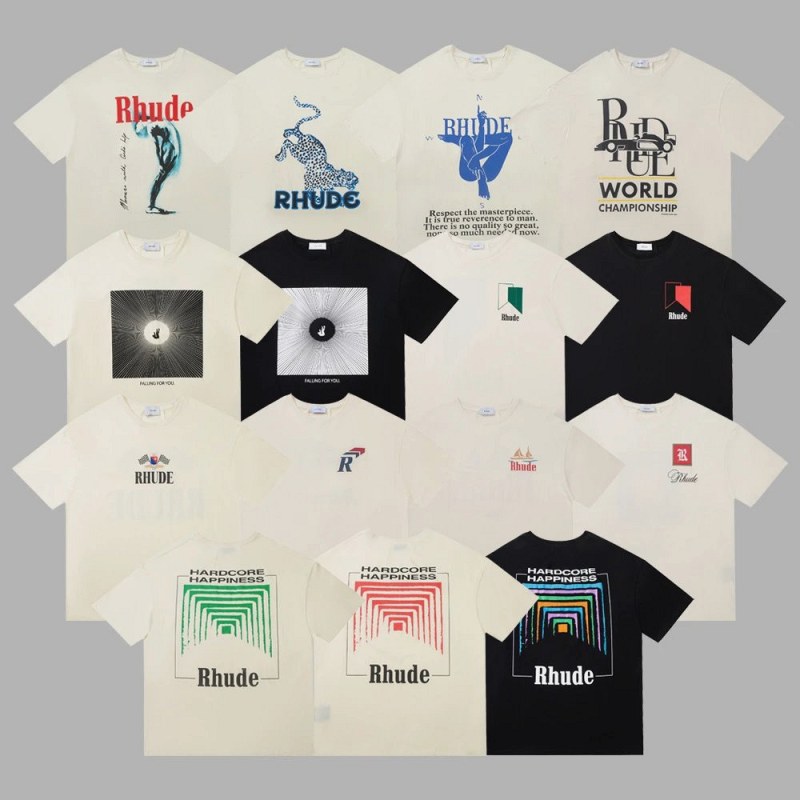 Rhude Multicolor T-Shirt Collection Review: A Boxy Tee Where the Shoulder Outruns the Chest